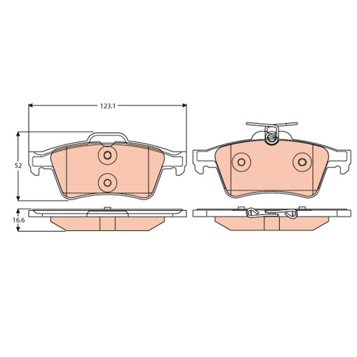 Гальмівні колодки задні к/кт VOLVO C30, C70 II, S40 II, V40, V50; FORD C-MAX, C-MAX II, FOCUS C-MAX, FOCUS II, FOCUS III, FOCUS IV, GRAND C-MAX, KUGA II, KUGA III 1.0-Electric 01.99-