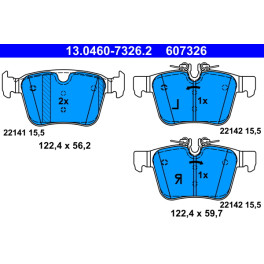 Колодки тормозные задние к/кт VOLVO S60 III, S90 II, V60 II, V90 II, XC40, XC60 II, XC90 II; JAGUAR E-PACE, F-PACE, I-PACE, XE, XF II, XF SPORTBRAKE 1