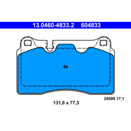 Колодки тормозные передние к/кт (левый разъем) AUDI A3, TT; CHEVROLET CORVETTE; SEAT LEON, LEON SC, LEON SPORTSTOURER, LEON ST; VW TOUAREG 2.0-6.2 10.