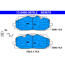 Колодки тормозные передние к/кт (с аксессуарами) AUDI A4 ALLROAD B9, A4 B9, A5, A6 ALLROAD C8, A6 C8, A7, A8 D5, E-TRON, E-TRON GT, Q5, Q7, Q8; BENTLE