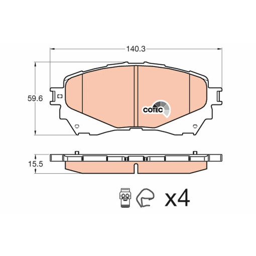 Гальмівні колодки передні к/кт (с аксессуарами) MAZDA 6 2.0/2.2D/2.5 08.12-