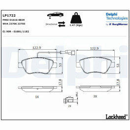 Колодки тормозные передние к/кт ABARTH 500 / 595 / 695, 500C / 595C / 695C; ALFA ROMEO MITO; CITROEN NEMO, NEMO/MINIVAN; FIAT 500, 500 C, BRAVO II, DO