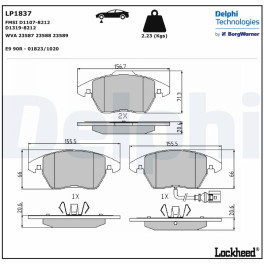 Колодки тормозные передние к/кт AUDI A1, A3, TT; SEAT ALTEA, ALTEA XL, IBIZA IV, IBIZA IV SC, IBIZA IV ST, LEON, TOLEDO III, TOLEDO IV; SKODA FABIA II