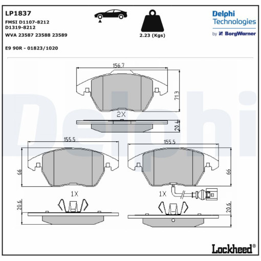 Колодки тормозные передние к/кт AUDI A1, A3, TT; SEAT ALTEA, ALTEA XL, IBIZA IV, IBIZA IV SC, IBIZA IV ST, LEON, TOLEDO III, TOLEDO IV; SKODA FABIA II