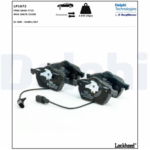 Колодки тормозные передние к/кт AUDI A4 B5, A4 B6, A4 B7, A4 B8, A6 C4, A6 C5, A6 C6; SEAT EXEO, EXEO ST; SKODA SUPERB I; VW PASSAT B3/B4, PASSAT B5,