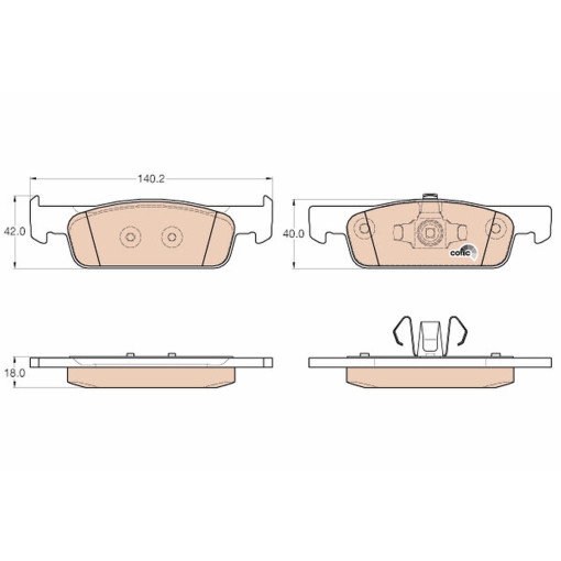 Колодки тормозные передние к/кт DACIA LOGAN II, LOGAN MCV II, SANDERO II; RENAULT CLIO IV, LOGAN/STEPWAY II, SANDERO/STEPWAY II, TWINGO III; SMART FOR