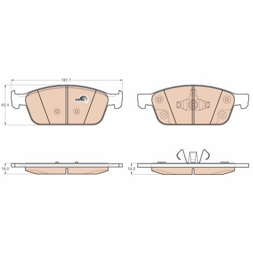 Колодки тормозные передние к/кт FORD FOCUS III, KUGA II, TOURNEO CONNECT V408 NADWOZIE WIELKO, TRANSIT CONNECT, TRANSIT CONNECT V408/MINIVAN; FORD USA