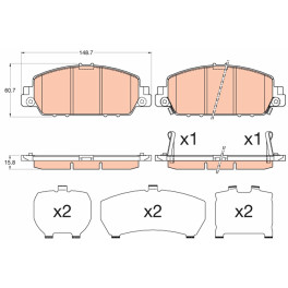 Колодки тормозные передние к/кт HONDA ACCORD IX, HR-V 1.5-3.5 09.12-