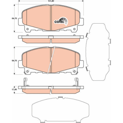Колодки тормозные передние к/кт HONDA ACCORD VIII 2.0/2.2D/2.4 06.08-