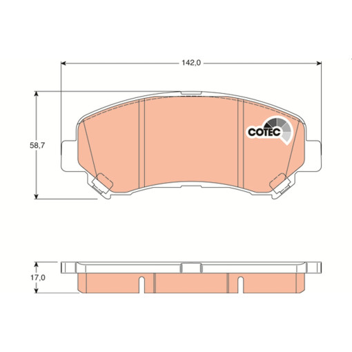 Гальмівні колодки передні к/кт NISSAN MAXIMA VII, NAVARA, QASHQAI I, ROGUE, SENTRA VI, X-TRAIL II; SUZUKI KIZASHI 1.5D-3.5 11.01-