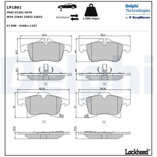 Колодки тормозные передние к/кт OPEL ADAM, ASTRA G, ASTRA H, ASTRA H CLASSIC, ASTRA H GTC, COMBO TOUR, COMBO/MINIVAN, CORSA C, CORSA E, MERIVA A, MERI