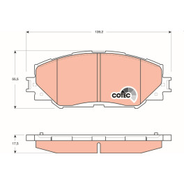 Гальмівні колодки передні к/кт PONTIAC VIBE; SUBARU TREZIA; TOYOTA AURIS, COROLLA, MATRIX, PRIUS PLUS, RAV 4 III, RAV 4 IV, URBAN CRUISER, VERSO S, WISH, YARIS 1.3-3.5 11.05-