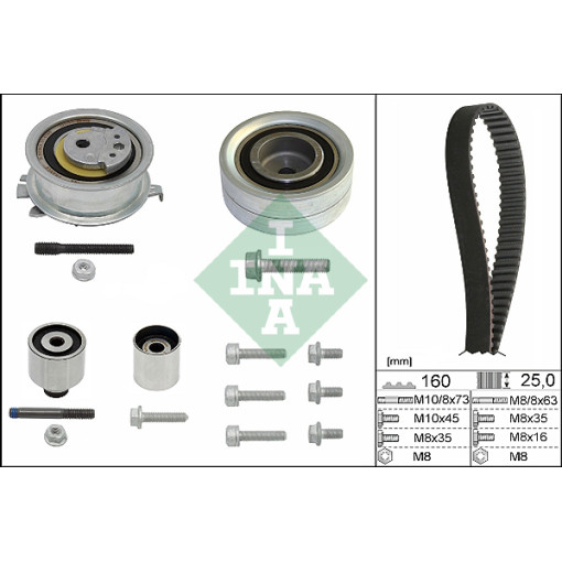 Комплект ГРМ (ремінь + ролик) AUDI A1, A3, A4 ALLROAD B8, A4 B8, A5, A6 C7, Q3, Q5, TT; SEAT ALHAMBRA, ALTEA, ALTEA XL, EXEO, EXEO ST, IBIZA IV, IBIZA IV SC, IBIZA IV ST, LEON 1.2D/1.6D/2.0D 05.03-