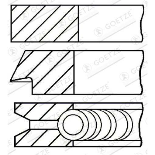 Кільця поршневі к/кт (75мм (STD) 1,5-1,5-2,5) CITROEN; PEUGEOT CITROEN BERLINGO, BERLINGO/MINIVAN, C2, C3 I, C3 PLURIEL, SAXO, XSARA, ZX; PEUGEOT 1007, 106 II, 205 II 1.4/1.4CNG/1.4LPG 07.88-