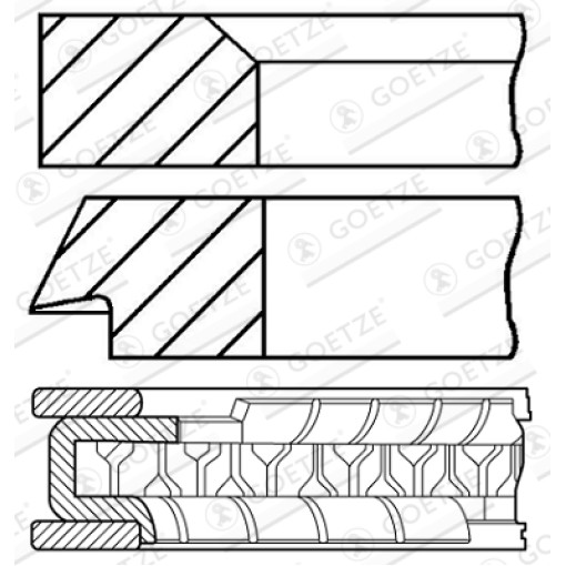 Кільця поршневі к/кт (79,5мм (STD) 1,5-1,5-2,5) RENAULT DACIA DUSTER, DUSTER/SUV, LOGAN, LOGAN EXPRESS, LOGAN MCV, SANDERO; NISSAN KUBISTAR; RENAULT CLIO II, CLIO III, FLUENCE 1.4-1.6LPG 01.96-