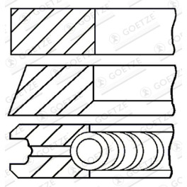 Кільця поршневі к/кт (79,5мм (STD) 1,75-2-3) VW AUDI 100 C3, 100 C4, 80 B3, 80 B4; SEAT CORDOBA, IBIZA II, INCA, TOLEDO I; SKODA FELICIA I, FELICIA II; VW CADDY II 1.7D/1.9D/2.4D 08.84-06.09