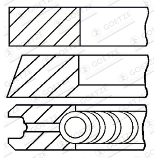 Кільця поршневі к/кт (79,5мм (STD) 1,75-2-3) VW AUDI 100 C3, 100 C4, 80 B3, 80 B4; SEAT CORDOBA, IBIZA II, INCA, TOLEDO I; SKODA FELICIA I, FELICIA II; VW CADDY II 1.7D/1.9D/2.4D 08.84-06.09