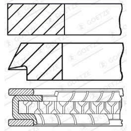 Кільця поршневі к/кт (79мм (STD) 1,2-1,5-3) DAEWOO; OPEL DAEWOO NUBIRA; FSO LANOS; OPEL ASCONA C, ASTRA F, ASTRA F CLASSIC, ASTRA G, CORSA A, KADETT E, KADETT E COMBO, VECTRA A 1.6/1.6LPG 09.86-