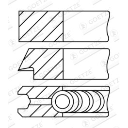 Кільця поршневі к/кт (81мм (STD) 1-1,2-2) VW AUDI A3, A4 B5, A4 B6, A4 B7; SEAT ALTEA, ALTEA XL, EXEO, EXEO ST, LEON, TOLEDO III; SKODA OCTAVIA I, OCTAVIA II; VW BORA 1.6/1.6ALK/1.6LPG 11.94-