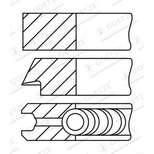Кільця поршневі к/кт (81мм (STD) 1-1,2-2) VW AUDI A3, A4 B5, A4 B6, A4 B7; SEAT ALTEA, ALTEA XL, EXEO, EXEO ST, LEON, TOLEDO III; SKODA OCTAVIA I, OCTAVIA II; VW BORA 1.6/1.6ALK/1.6LPG 11.94-