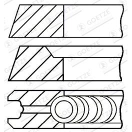 Кільця поршневі к/кт (82,5мм (STD) 1,2-1,5-2) AUDI; VW AUDI 100 C4, 80 B3, 80 B4, A4 B5, A4 B6, A6 C4, A6 C5, A8 D2, CABRIOLET B3, COUPE B3; SEAT ALHAMBRA, CORDOBA, IBIZA II 2.0-2.8 08.88-12.17