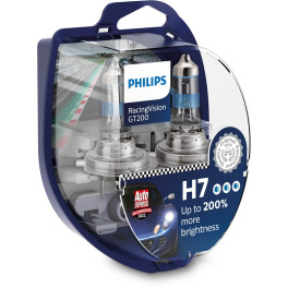 Лампочка RacingVision GT200 галоген H7 (2 шт., 12 В, 55 Вт, тип гнезда: PX26D ; (EN) up to 200% greater brightness) PHILIPS
