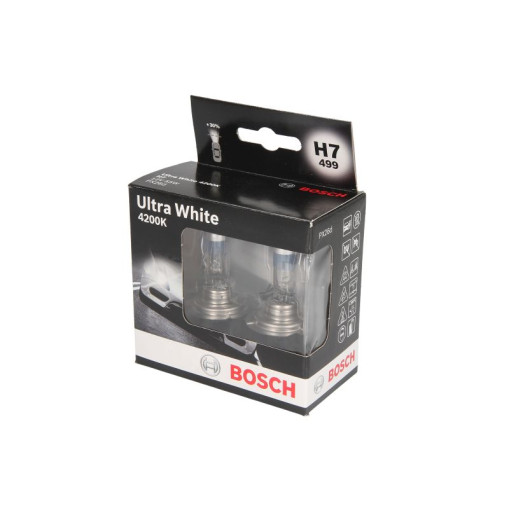 Лампа атомобильная Ultra White галоген H7 (12 В, 55 Вт, тип гнезда: PX26D, Белая) BOSCH