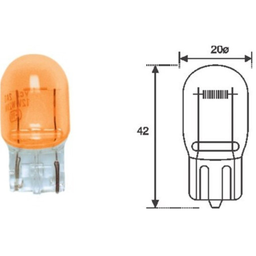 Автолампа WY21W 12V 21W W3X16D желтая