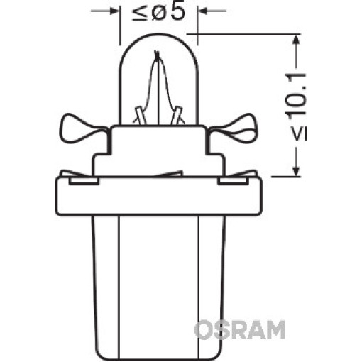 Лампа автомобильная вспомогательн. PB5 (12 В, 1,2 Вт, тип гнезда: B8,5D) OSRAM