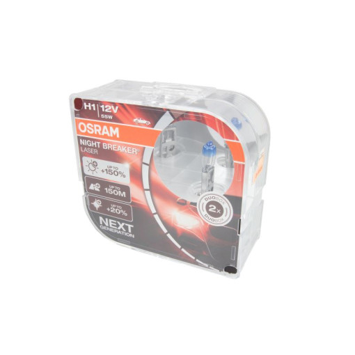 Лампа автомобильная Night Breaker Laser галоген H1 (5 шт., 12 В, 55 Вт, тип гнезда: P14,5S, Белая; (EN) up to 150% greater brightness; (EN) up to 20% whiter light) OSRAM