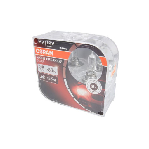 Лампа автомобильная Night Breaker Silver галоген H7 (5 шт., 12 В, 55 Вт, тип гнезда: PX26D ; (EN) up to 100% greater brightness; (EN) up to 130m light beam) OSRAM