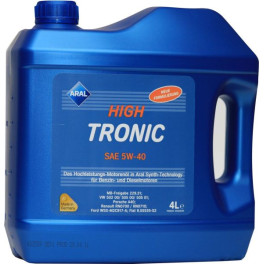 Моторное масло ARAL HIGHTRONIC 5W40 4L (4L) SAE 5W40 ;API CF; SN; ACEA C3; FIAT 9.55535-S2; FORD WSS-M2C917-A; MB 229.31; MB 229.51; PORSCHE A40; RENA