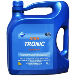 Моторное масло ARAL HIGHTRONIC 5W40 5L (5L) SAE 5W40 ;API CF; SN; ACEA C3; FIAT 9.55535-S2; FORD WSS-M2C917-A; MB 229.31; MB 229.51; PORSCHE A40; RENA