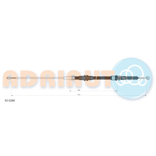 Трос ручного гальма задій лів/прав (1715мм/550мм) VW CADDY III, CADDY III/MINIVAN 1.4/1.9D/2.0CNG 09.05-05.15