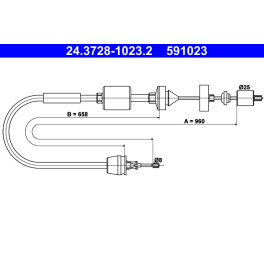 Трос сцепления (960мм/658мм) NISSAN KUBISTAR; RENAULT CLIO II, KANGOO, KANGOO EXPRESS, THALIA I, THALIA II 1.2-1.9D 09.98-