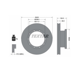 Тормозной диск задний MB Actros EURO 6 D=430x132x45mm 9424212112