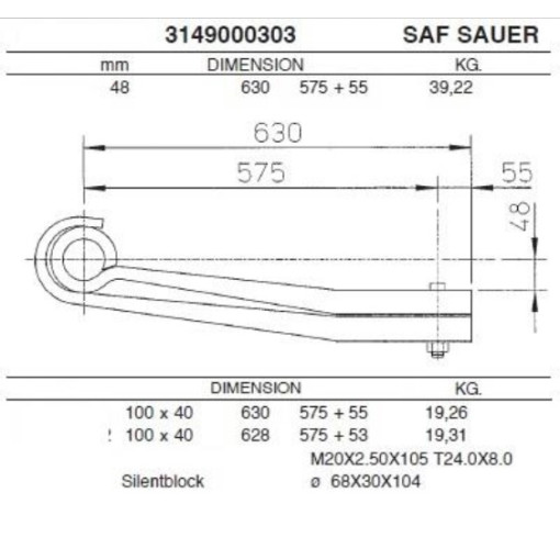 Полурессора SAF 3149000302