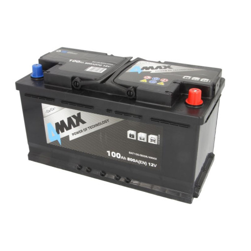 Аккумулятор 4MAX 12В 100Ач/800A (EN) ECOLINE (P+ стандартные клеммы) 353x175x190 B13 - флянец 10.5 мм (пуск)