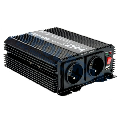Инвертор преобразователь напряжения 12-230V, 1200W 2 розетки + ЮСБ