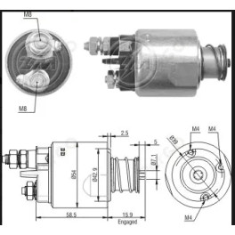 Втягивающее реле стартера ALFA ROMEO MITO; FIAT 500, 500 C, DOBLO, DOBLO CARGO, DOBLO/MINIVAN, FIORINO, FIORINO/MINIVAN, GRANDE PUNTO, IDEA, LINEA, PA
