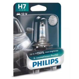 Лампочка X-tremeVision Pro150 галоген H7 (1 шт., 12 В, 55 Вт, тип гнезда: PX26D) PHILIPS