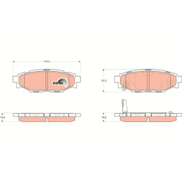 Колодки тормозные задние к/кт SUBARU BRZ, FORESTER, IMPREZA, LEGACY IV, LEGACY V, OUTBACK, XV; TOYOTA GT 86 1.5-3.0 09.03-