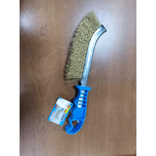 Щітка по металу: латунний дріт, пластикова ручка L=240мм