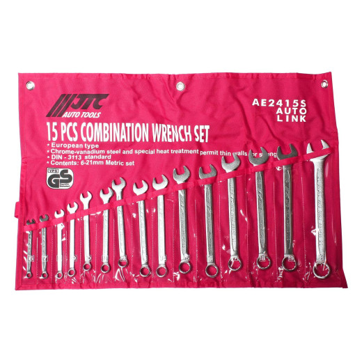 Набір ключів ріжково-накидних 6-21мм 15од. (ЕВРО-ТИП)