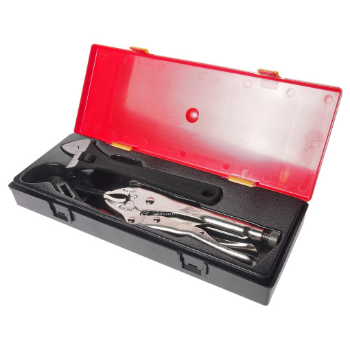 Набір: ключ розвідний, кліщі з фіксацією, ключ переставний 3од.