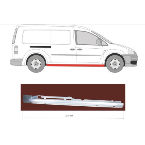 Поріг правий 4 дверн. VW CAD 04 - MAXI  Міжвісьове відстань [у мм]: 3300