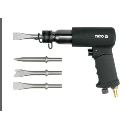 Молоток пневматический зубило з набором насадок, удар 7,2 дж, 3200 уд/хв, круглий хвостик діам.10 мм, спож.повітря 560 л/хв, вага 1,5 кг