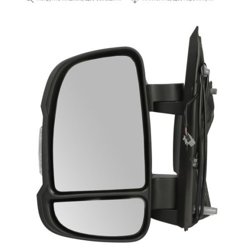 Бокове дзеркало Лів (ручне, опукле, short arm, з індикатором, з датчиком температури, wy5w) CITROEN JUMPER II; FIAT DUCATO; PEUGEOT BOXER 04.06-