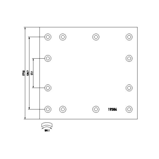 Гальмівні накладки IVECO 381X178  HAULMASTER, FRUEHAUF 381X178, IVECO SERIA EUROCARGO, EUROTECH, RUBERY (ROR) , VAN