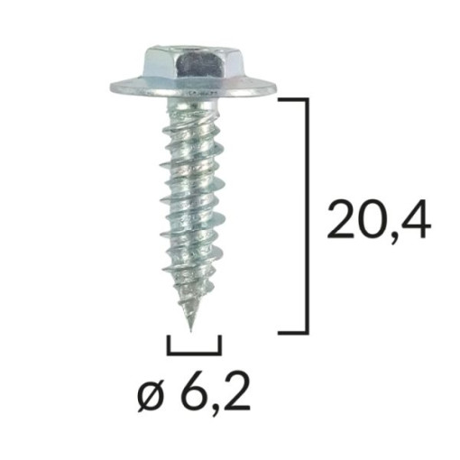Гвинт кріплення автомобильный 6,2x19,6mm (количество в упаковке: 10 шт..)